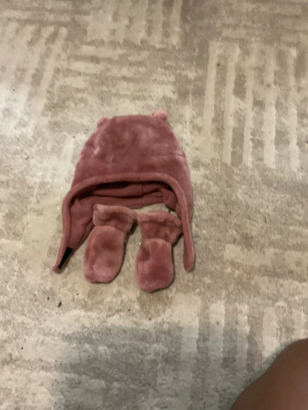 Pink Fleece Hat and Mittens Set