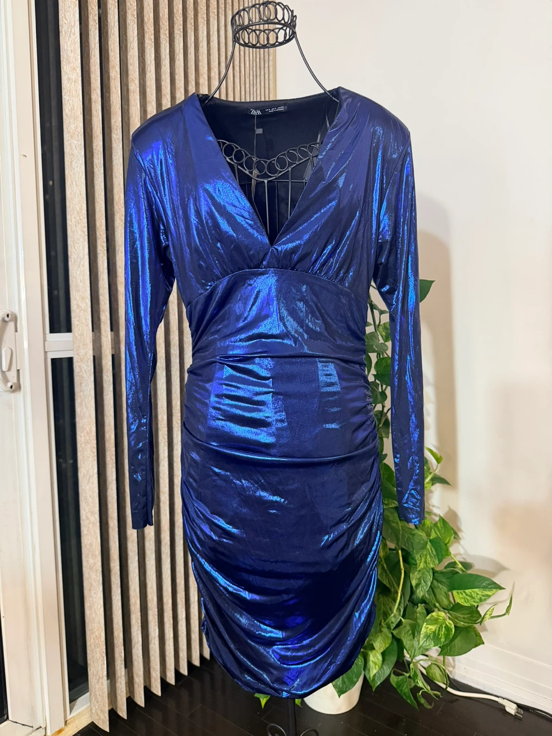 ZARA Metallic Ruched Dress
