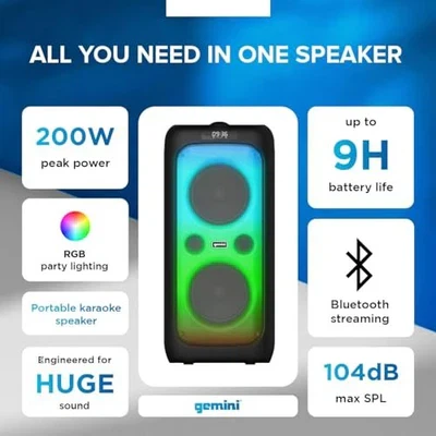 2 - New Gemini GGO 2650L Bluetooth Party SpeakerS! - photo 3