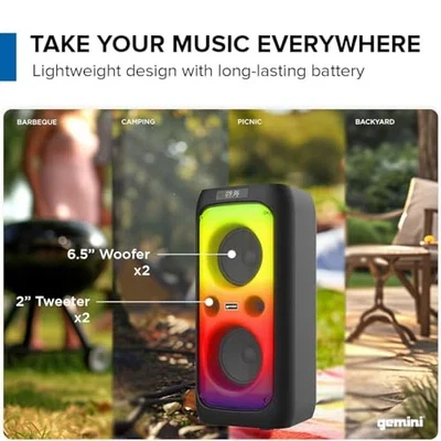 2 - New Gemini GGO 2650L Bluetooth Party SpeakerS! - photo 5