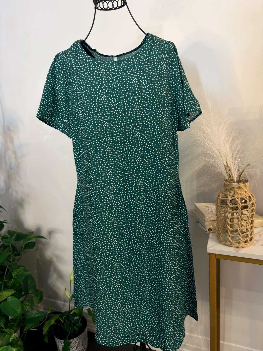 Green polka dot dress