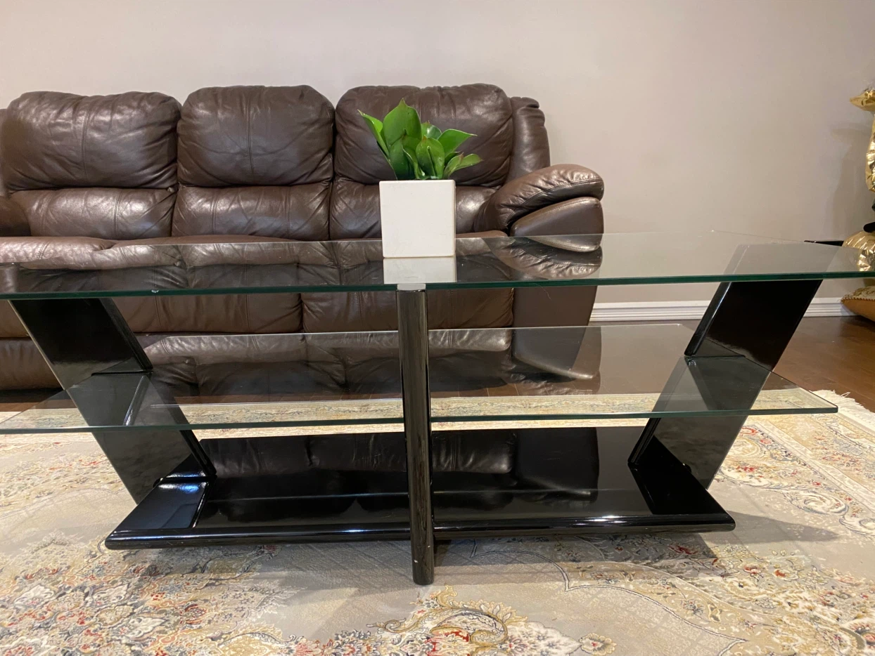 Glass Coffee Table with Black Accents