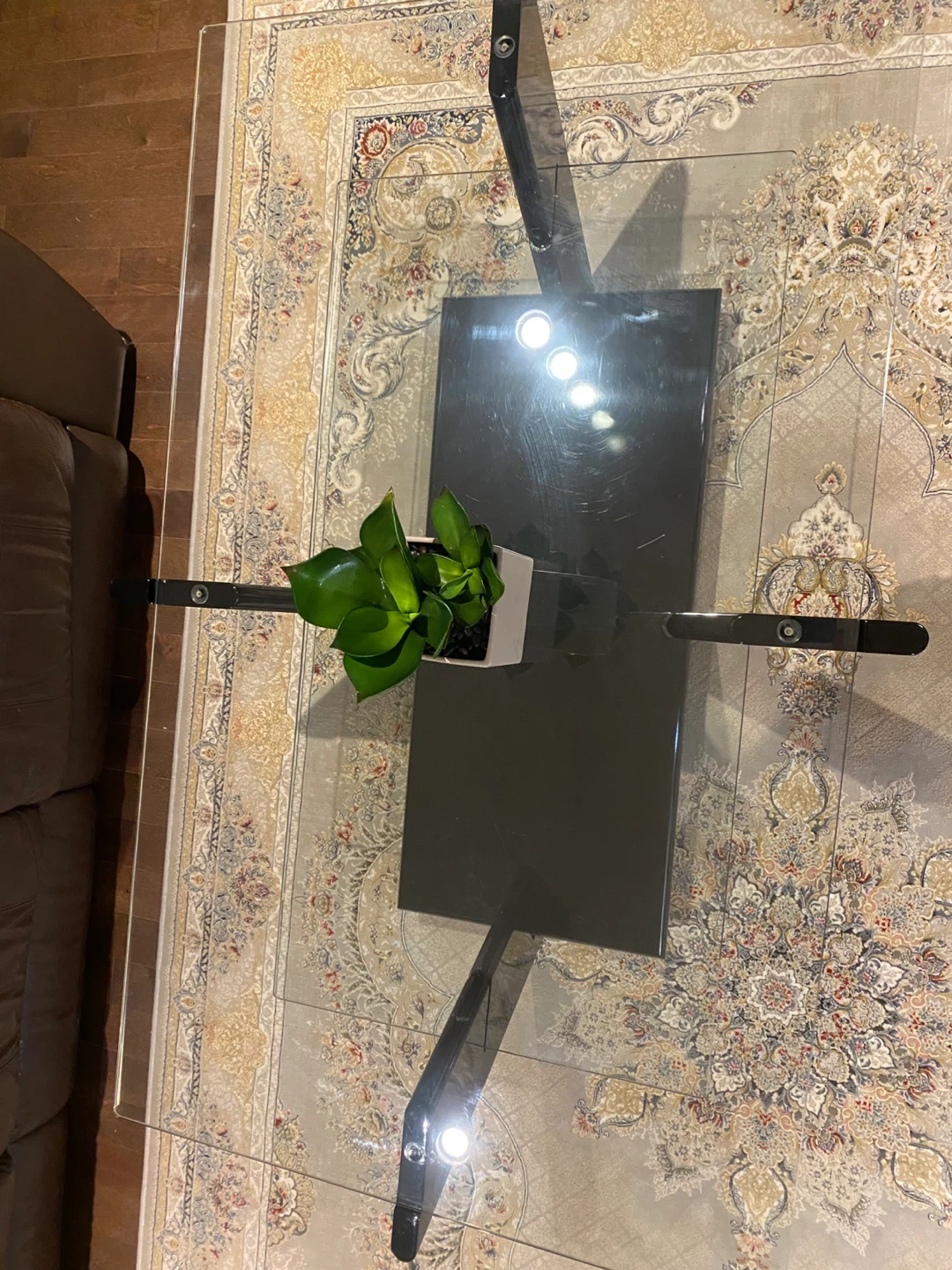 Glass Coffee Table with Black Accents - photo 3