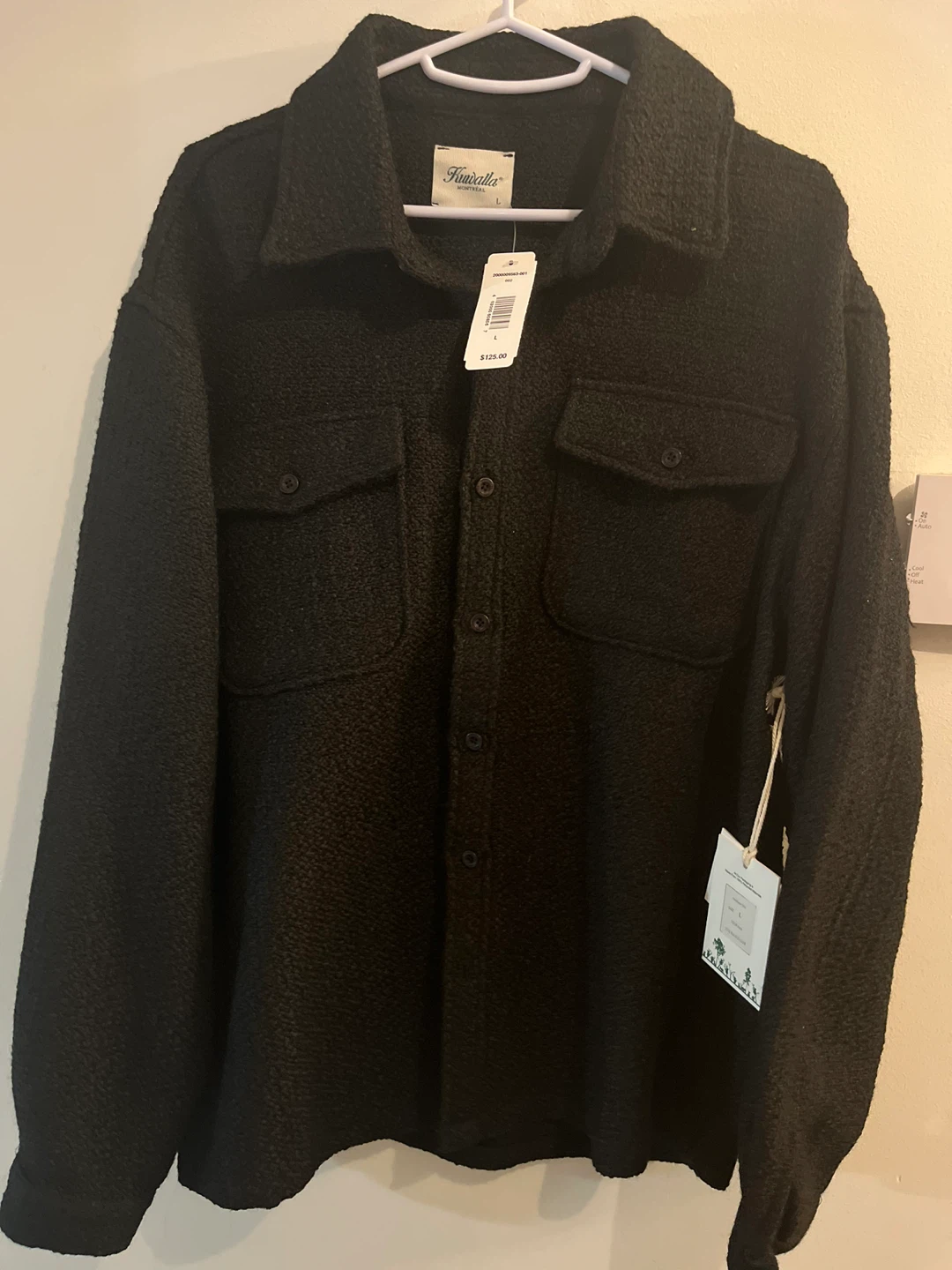 Kuwallaa Montreal Black Textured Shirt Jacket - Size L