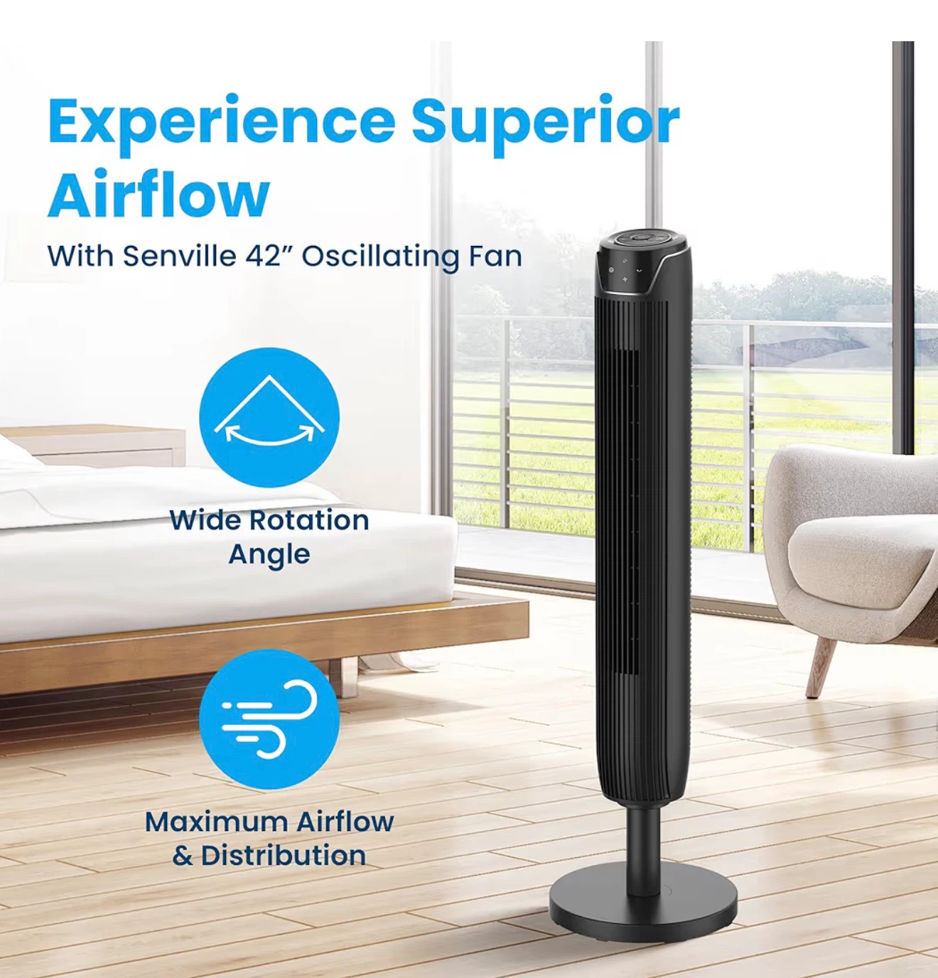 Senville 42" Oscillating Tower Fan - photo 5