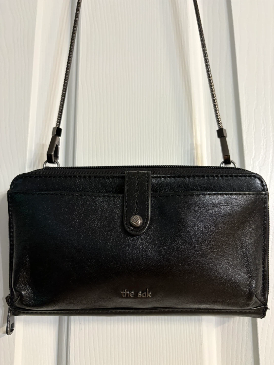The Sak Black Leather Wallet with Strap