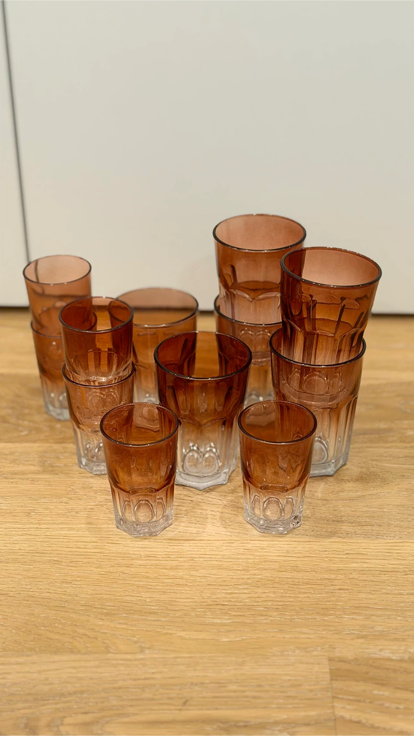 Set of 12 Tinted Glass Tumblers