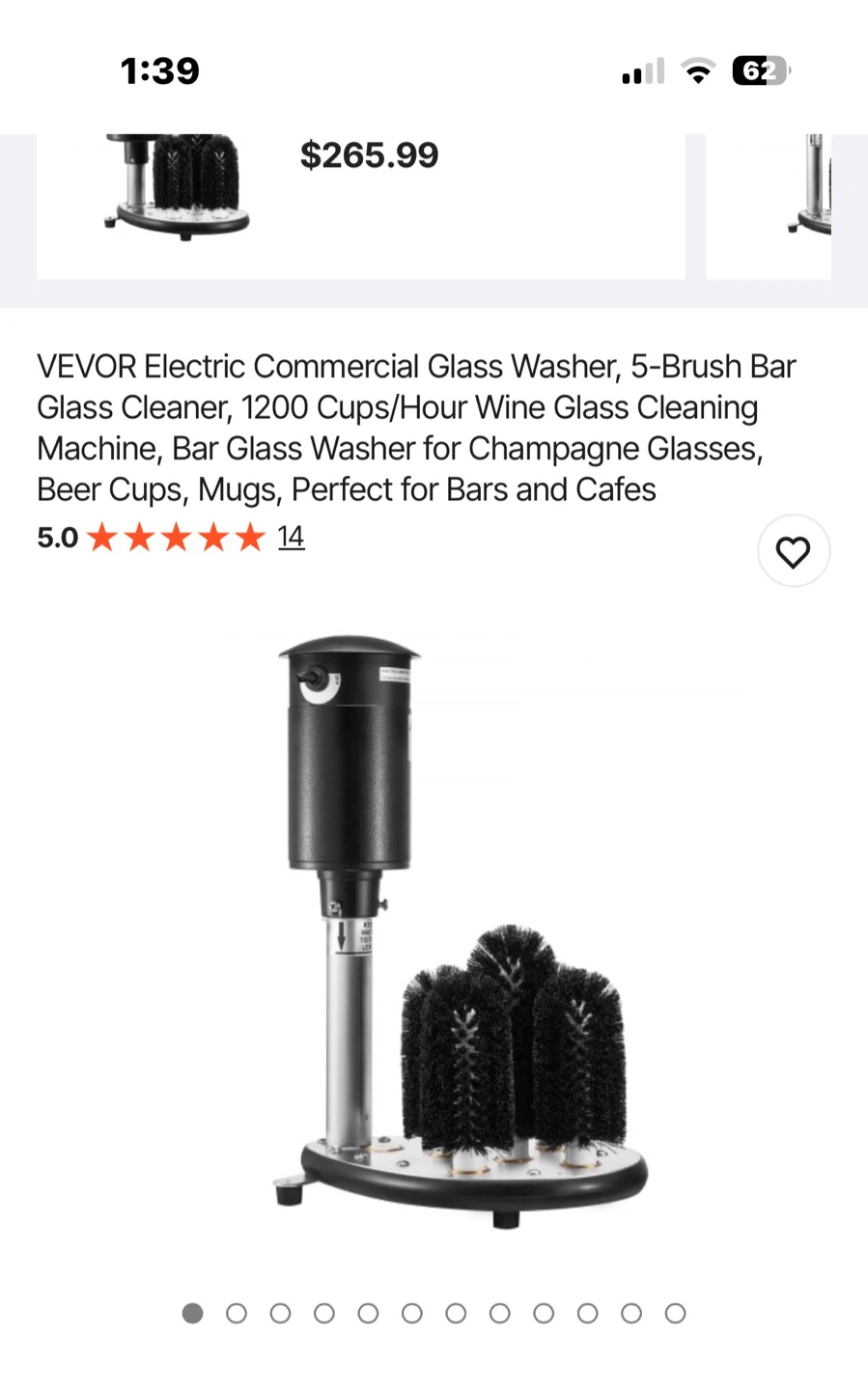 VEVOR Commercial Glass Washer 5-Brush Bar Glass Cleaner - photo 2