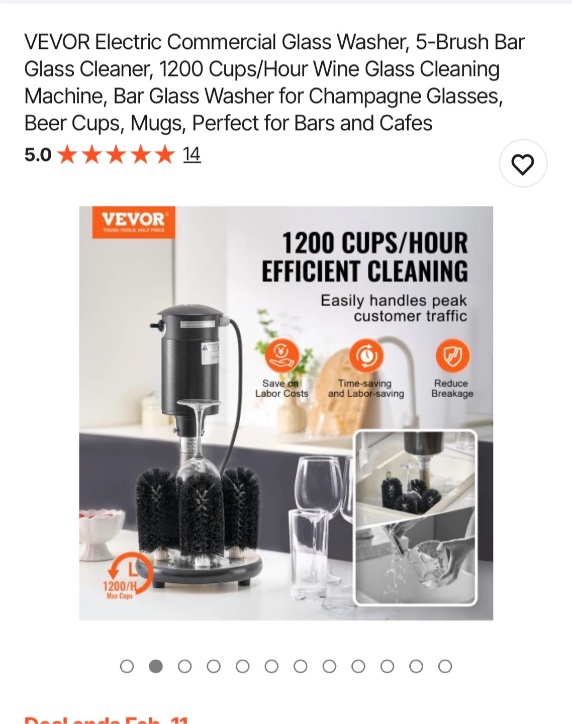 VEVOR Commercial Glass Washer 5-Brush Bar Glass Cleaner - photo 3
