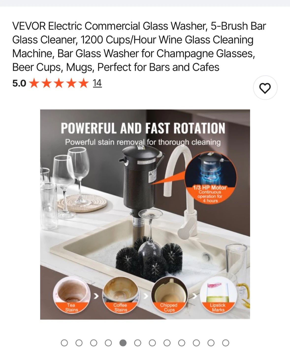 VEVOR Commercial Glass Washer 5-Brush Bar Glass Cleaner - photo 5