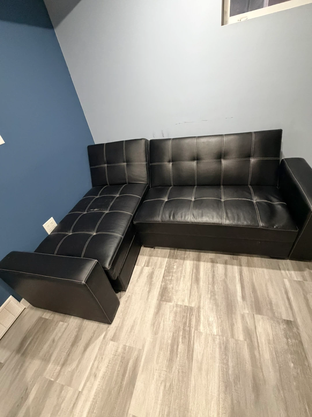 Black Faux Leather Sectional Sofa Bed