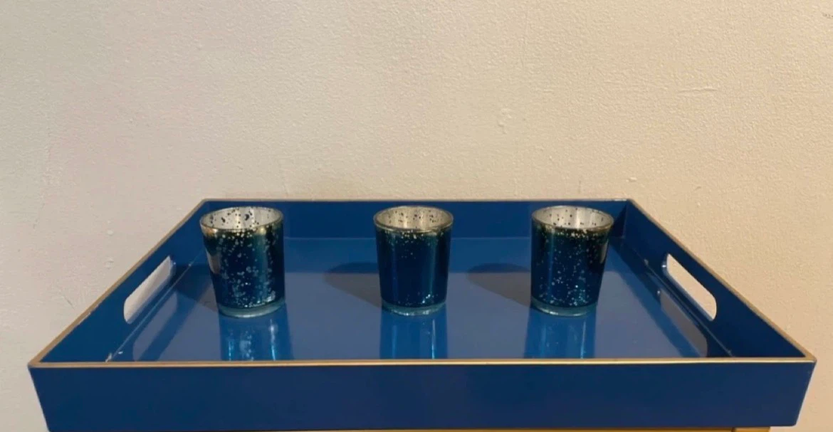 Royal Blue Tray & Tea Light Candle Holders $10 - photo 2