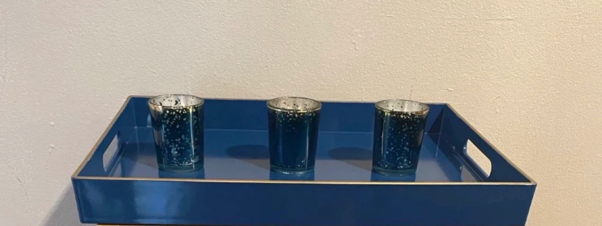Royal Blue Tray & Tea Light Candle Holders $10 - photo 3