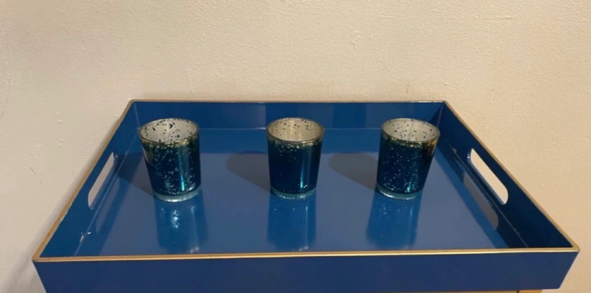 Royal Blue Tray & Tea Light Candle Holders $10 - photo 4