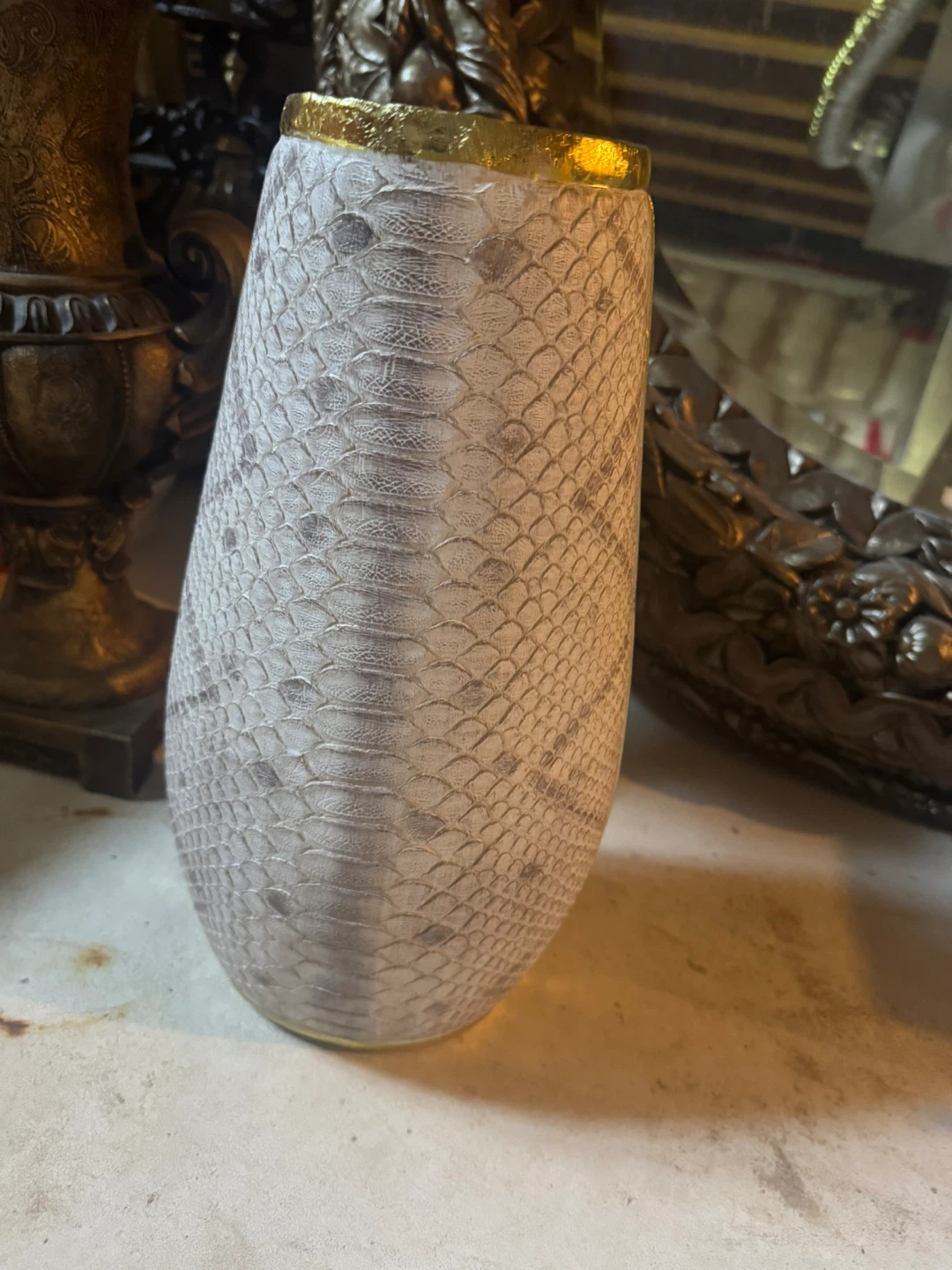 Decorative Vase with Snakeskin Texture