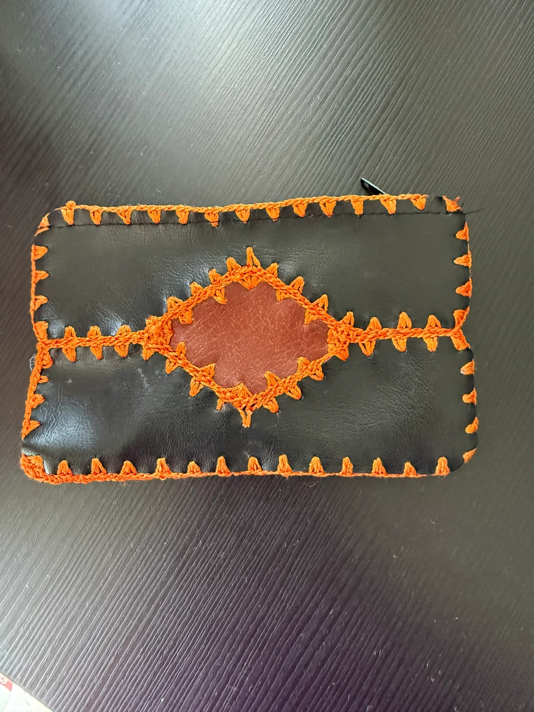 Handmade Black & Orange Clutch Pouch