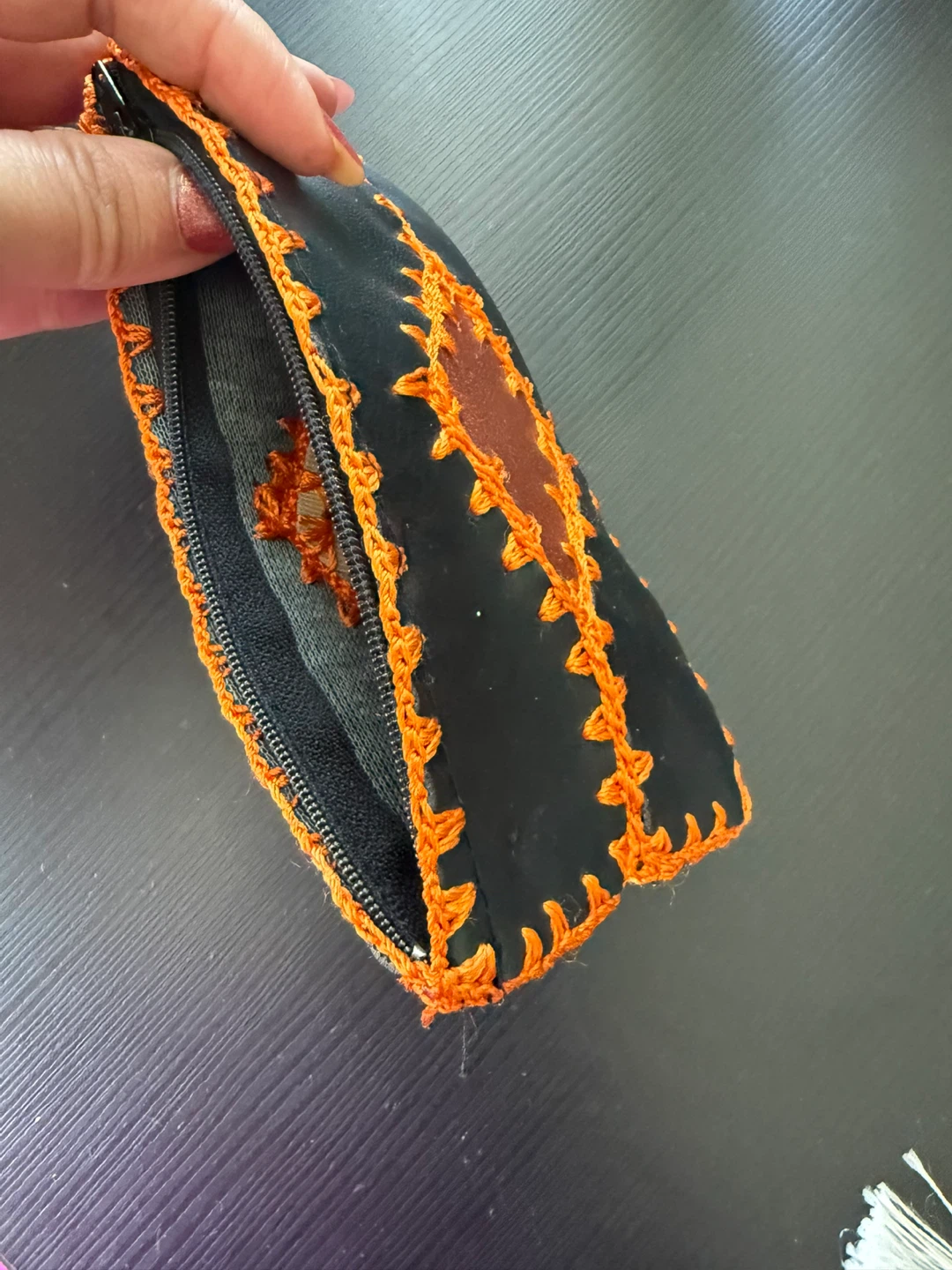 Handmade Black & Orange Clutch Pouch - photo 2