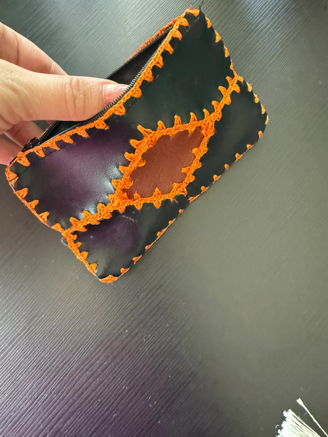 Handmade Black & Orange Clutch Pouch - photo 3