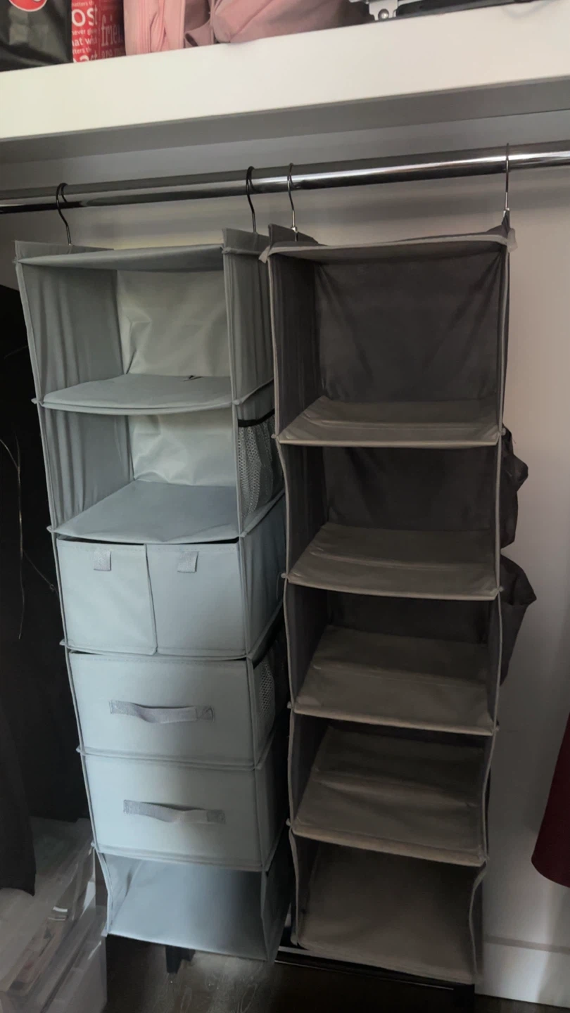 Set of 2 Gray Hanging Closet Organizers