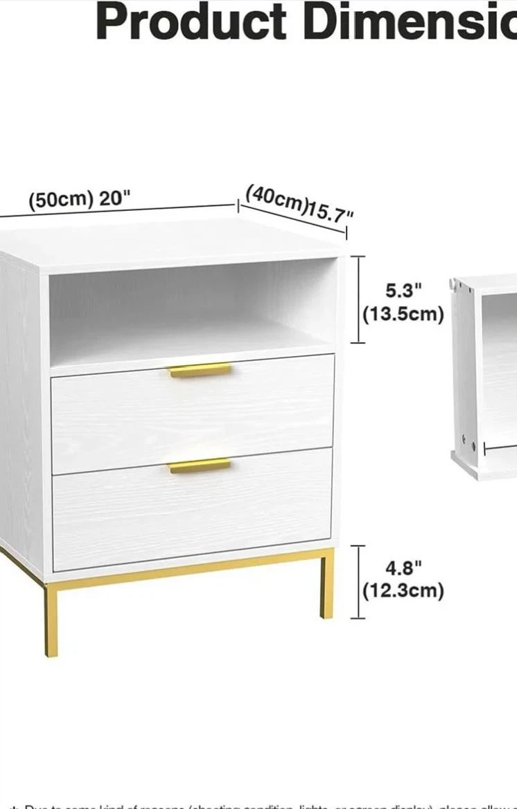 White Nightstand with Gold Accents - photo 2