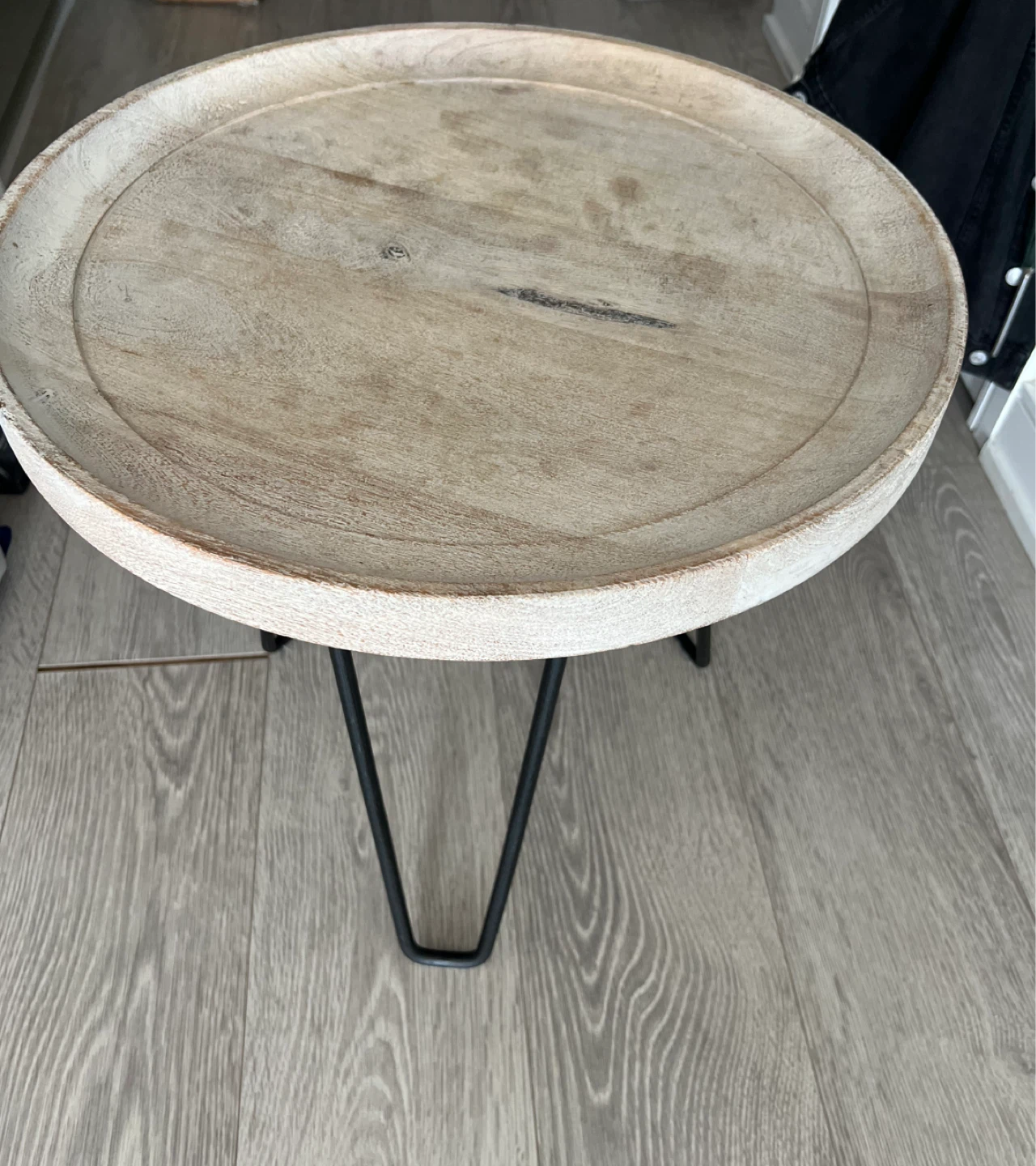 Wood Side Table with Metal Legs