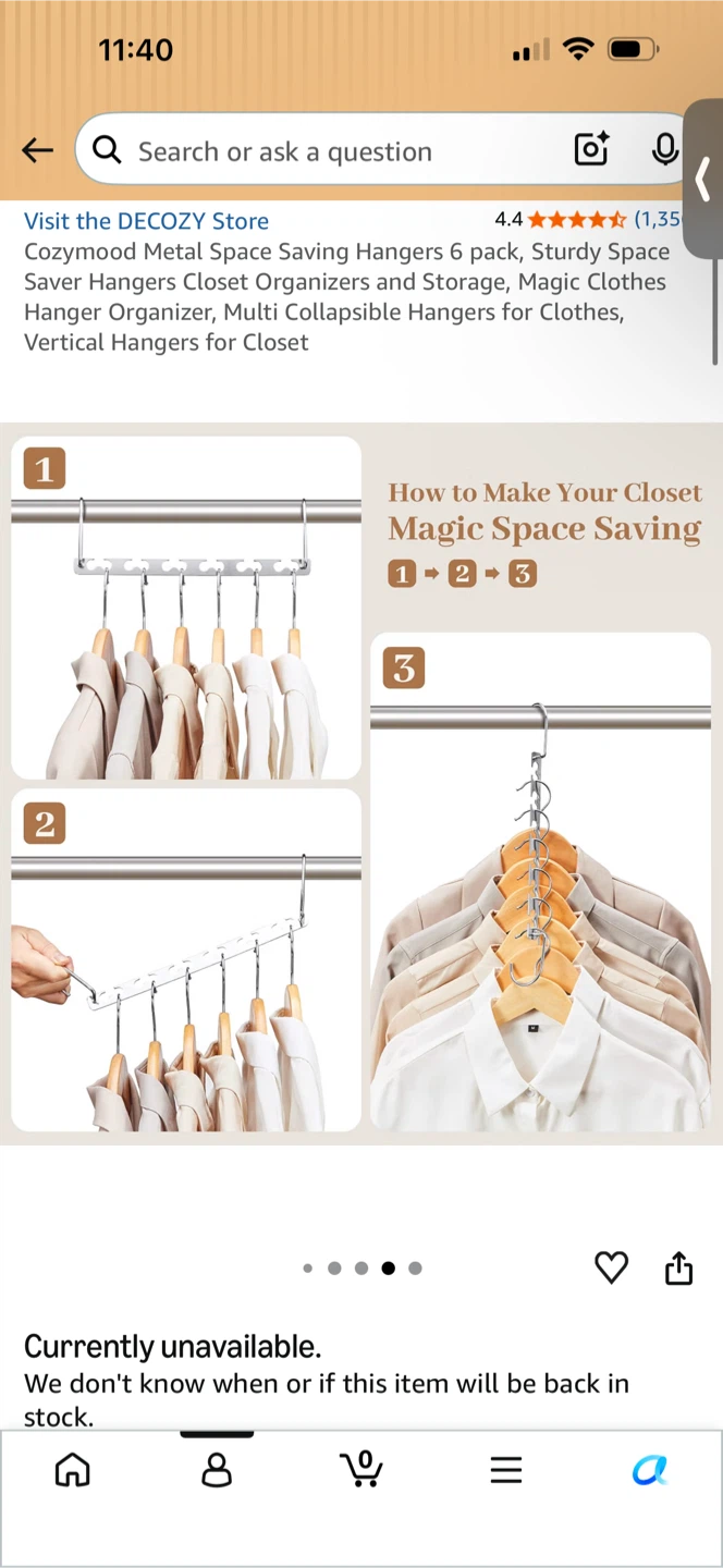 Metal Space Saving Hangers - 6 Pack - photo 2