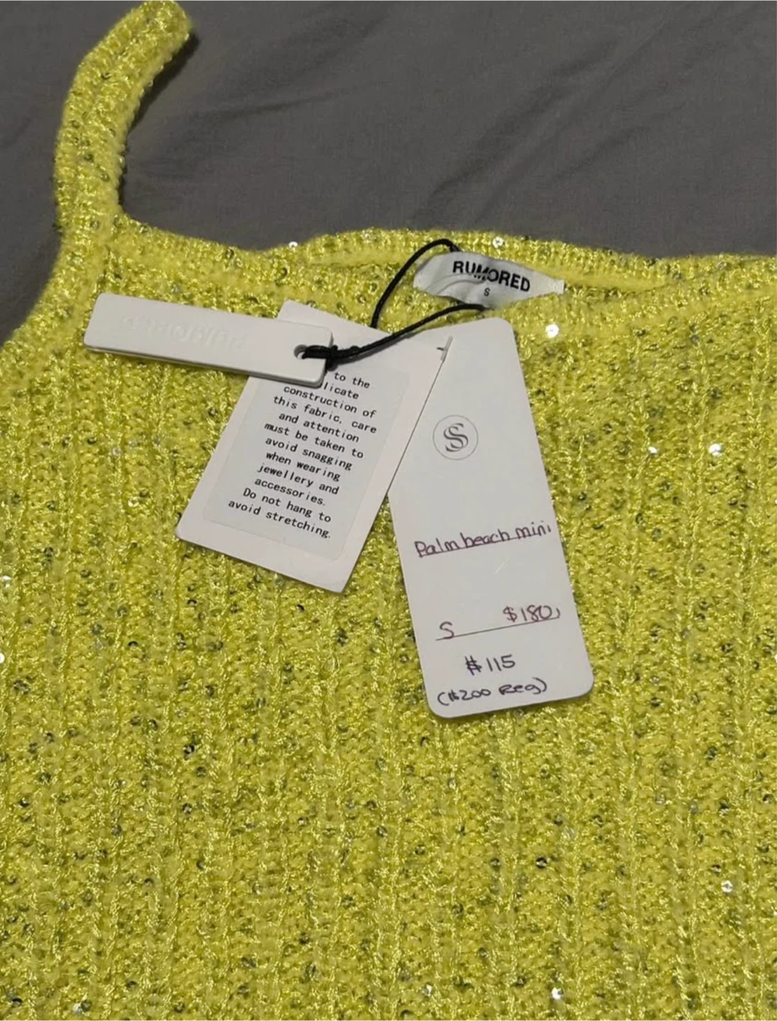 Rumored Palm Beach Mini Dress Yellow - Size S - photo 2