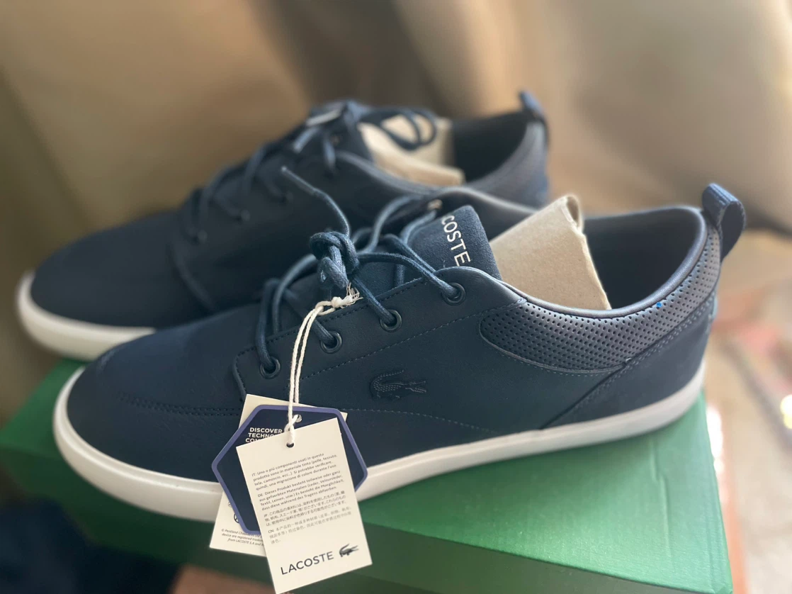 New Lacoste Leather Sneakers - size 11.5 Navy - photo 2