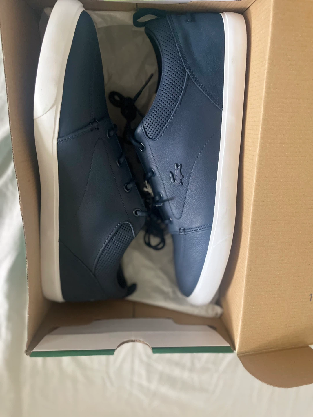New Lacoste Leather Sneakers - size 11.5 Navy - photo 5
