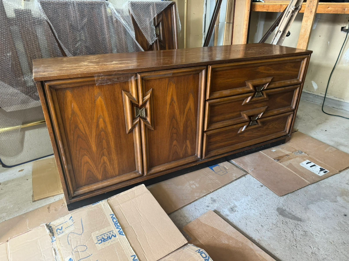 Vintage Wood Dresser with Mirror