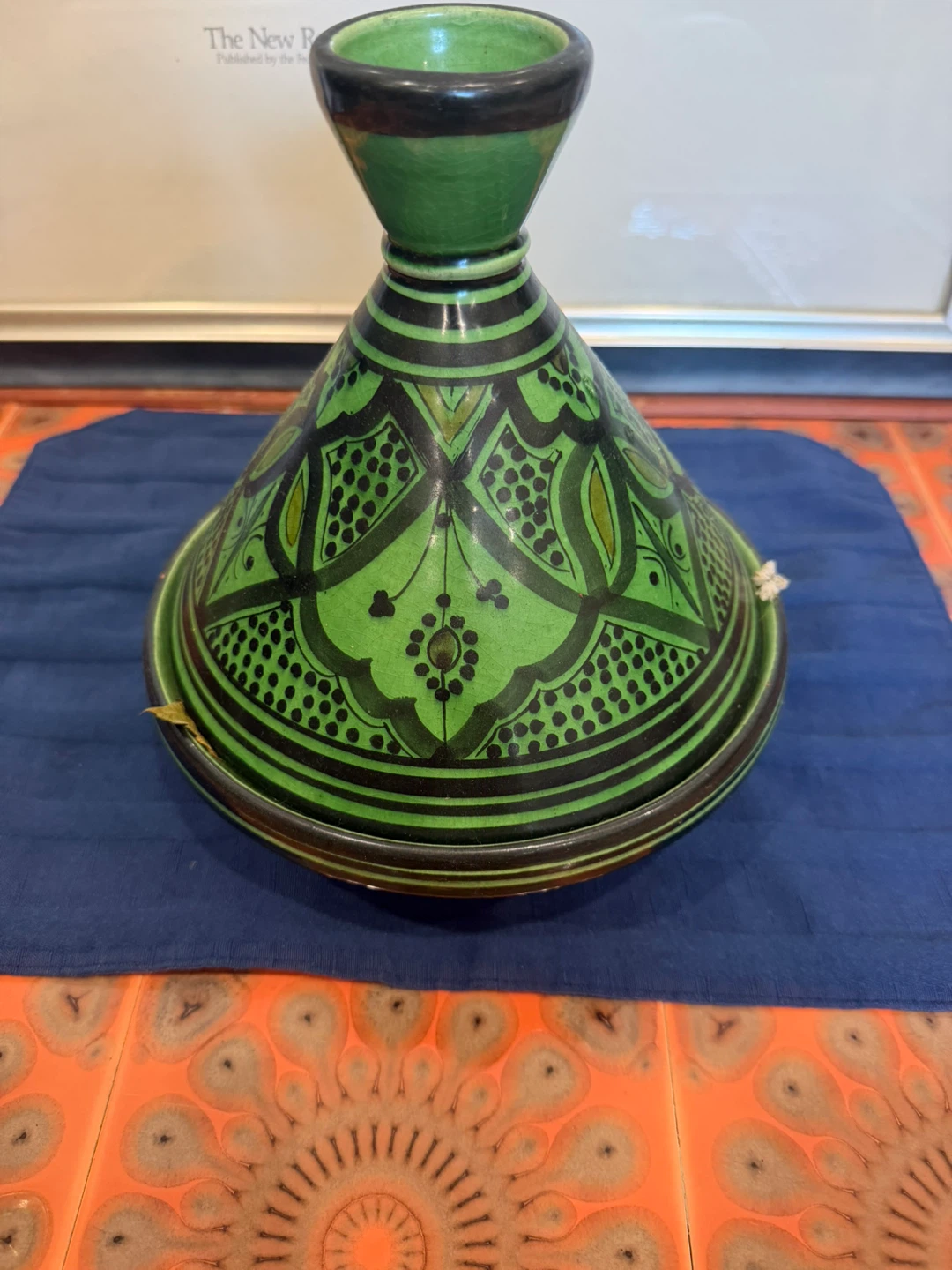 Decorative Green Tagine Dish with Dried Flowers - photo 4