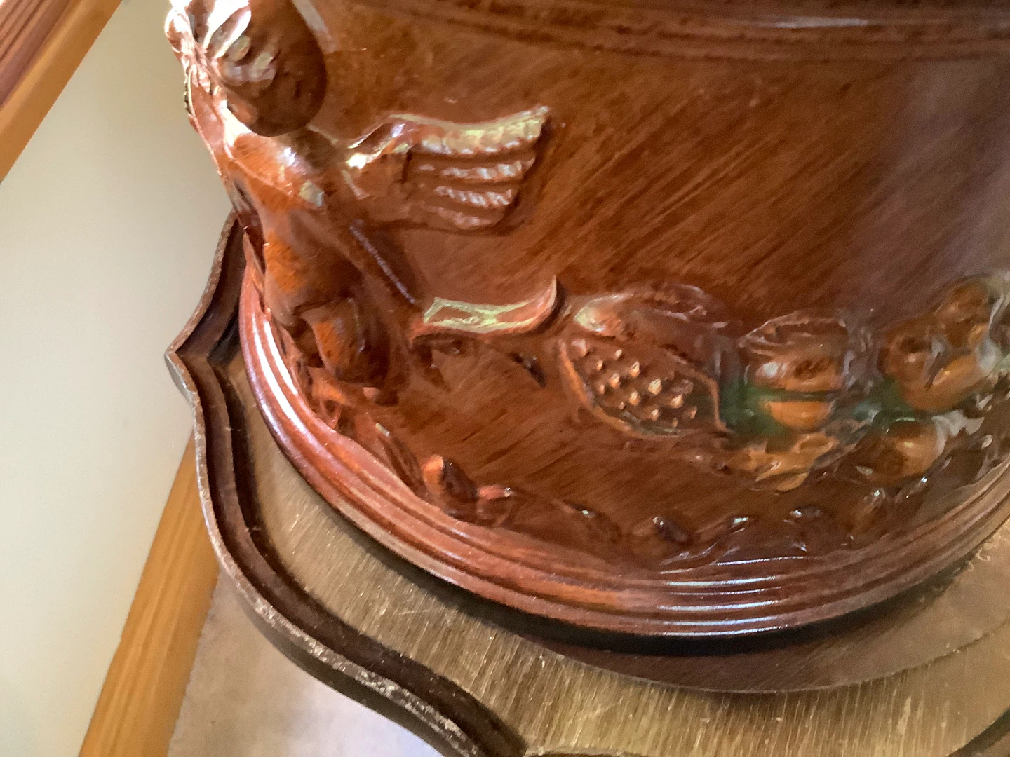 Lg Ceramic Planter Pot w Figural Cherubs & Floral Design 🐞 - photo 2
