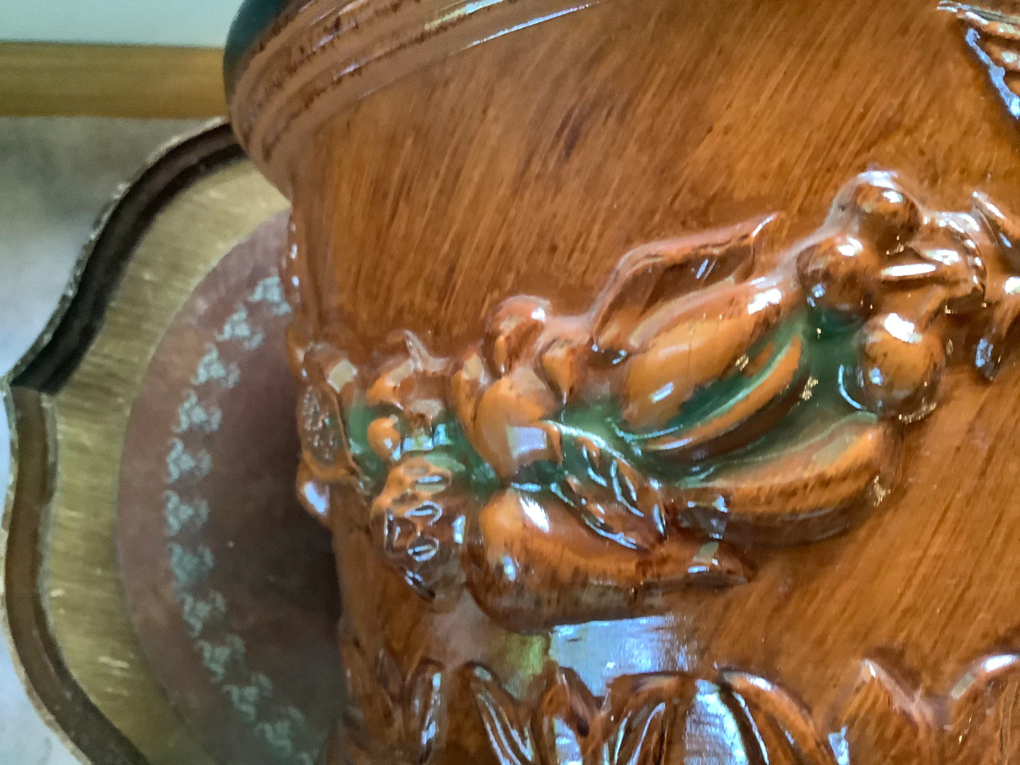 Lg Ceramic Planter Pot w Figural Cherubs & Floral Design 🐞 - photo 3