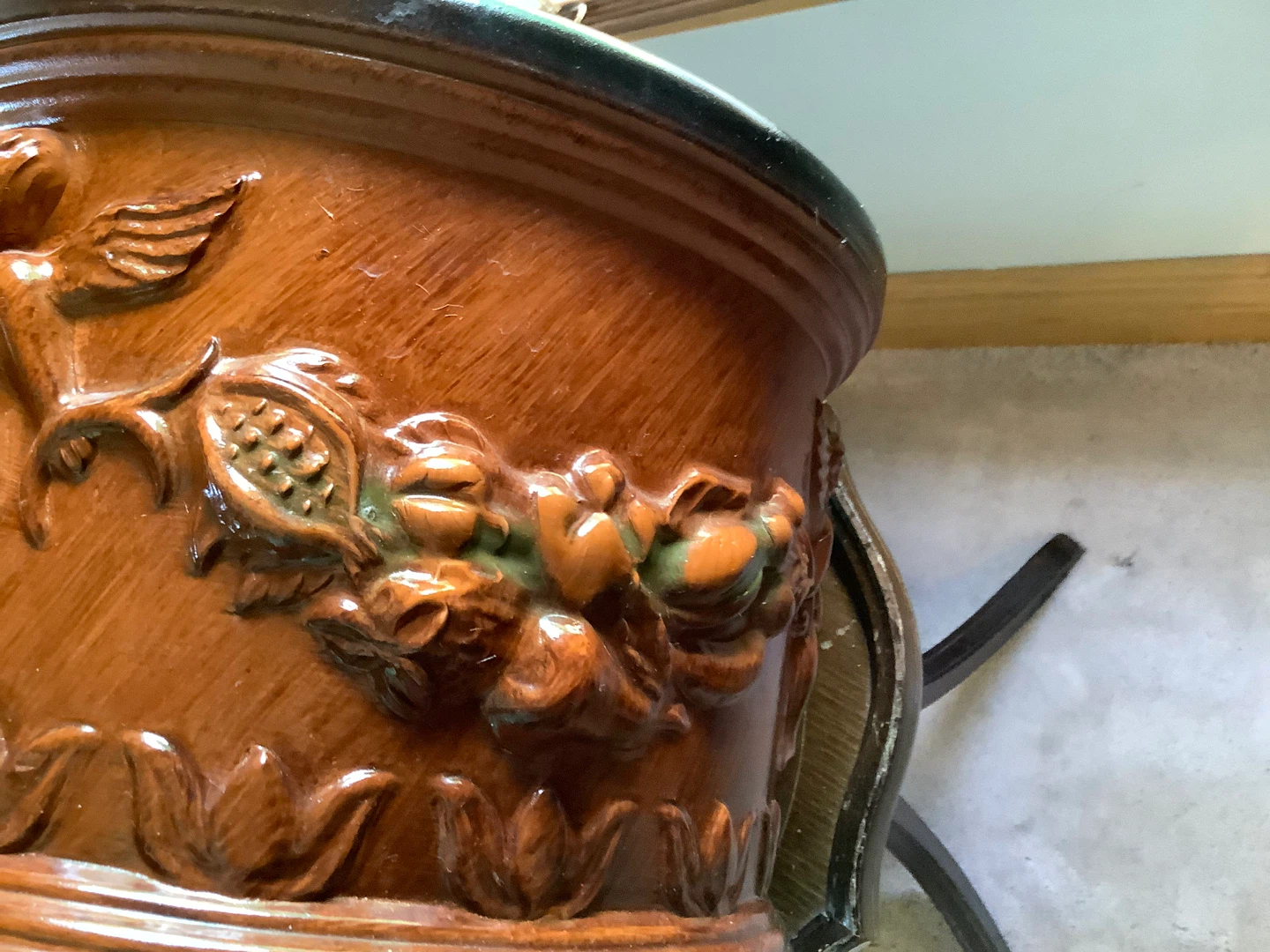 Lg Ceramic Planter Pot w Figural Cherubs & Floral Design 🐞 - photo 4