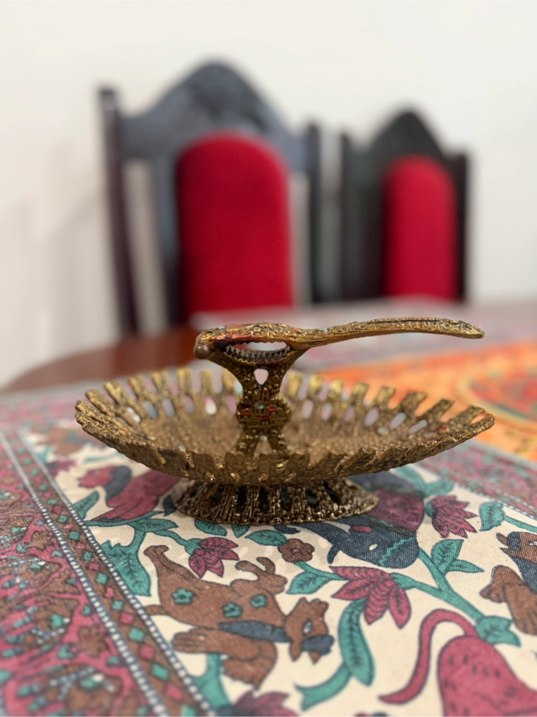 Vintage Decorative Metal Nut cracker Bowl