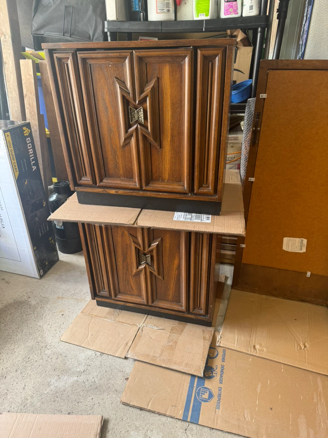 Vintage Wood Side Table Cabinet