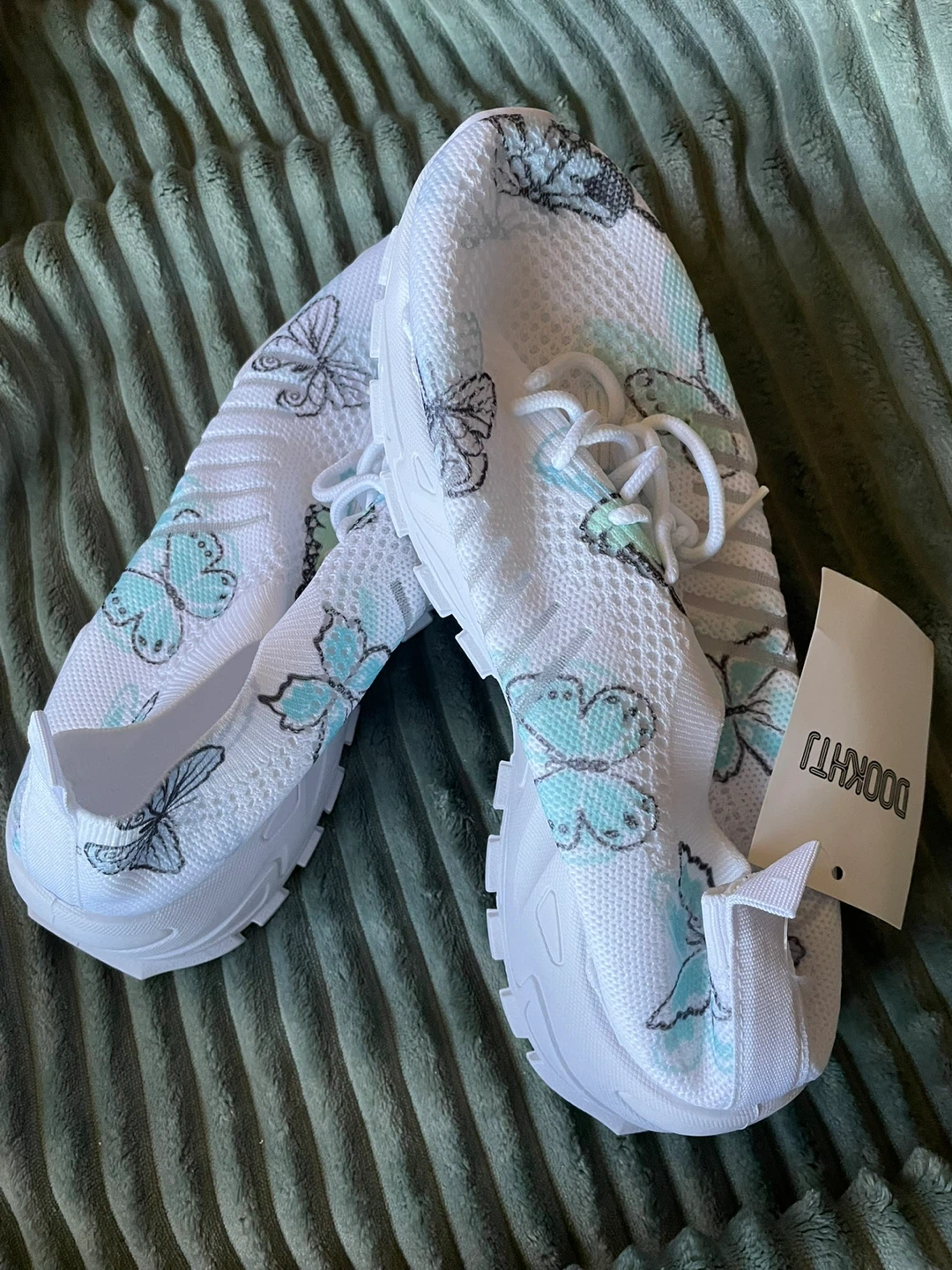 White Butterfly Print Sneakers