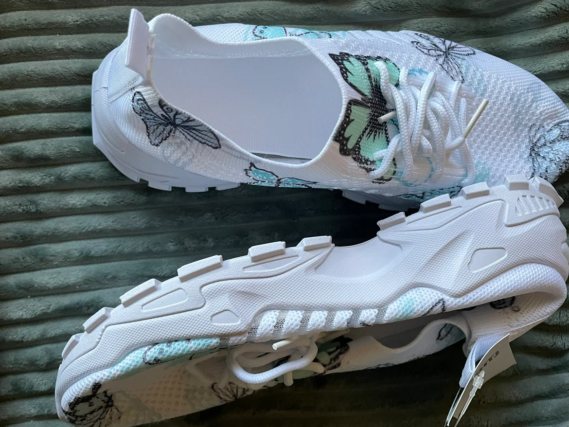 White Butterfly Print Sneakers - photo 2