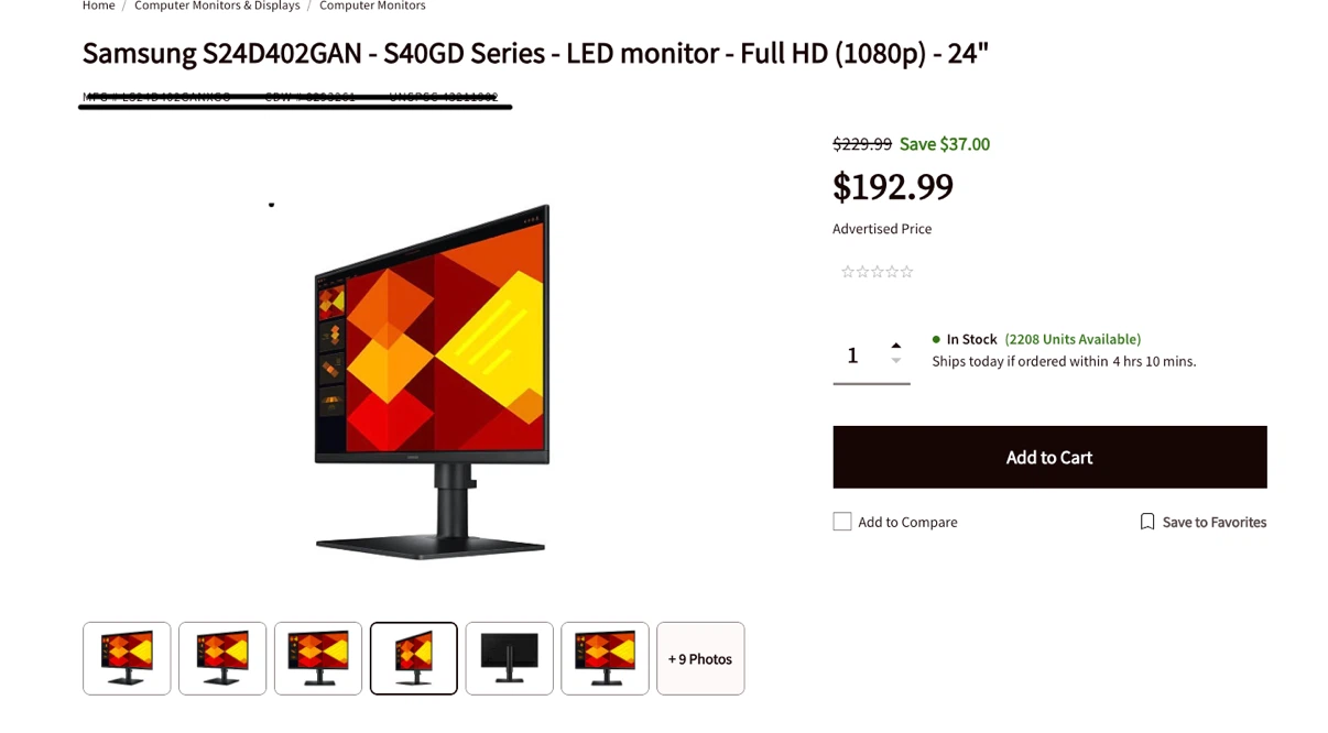 Samsung S24D402GAN LED Monitor - 24 Inch