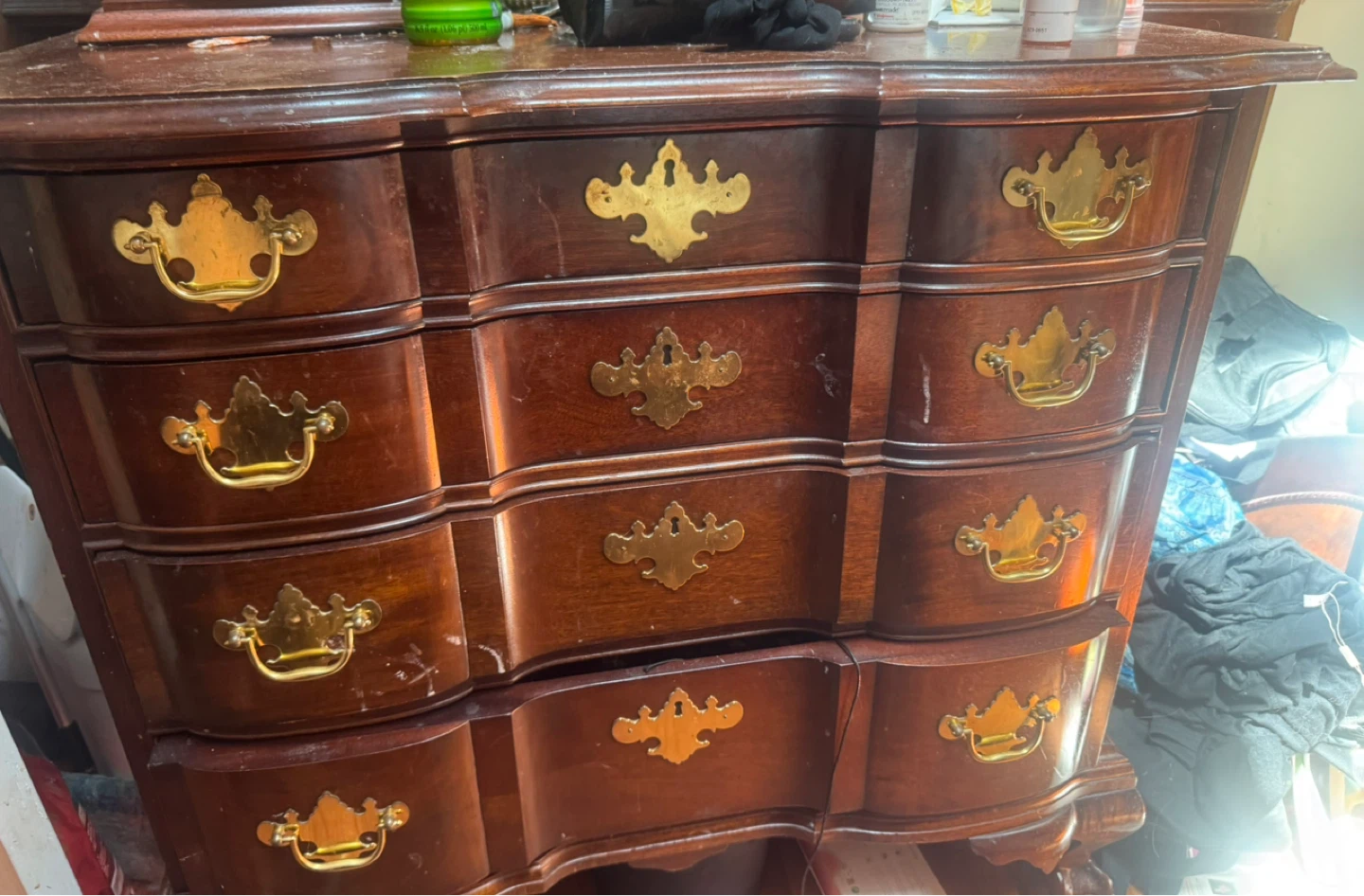Wooden Dresser with Brass Hardware