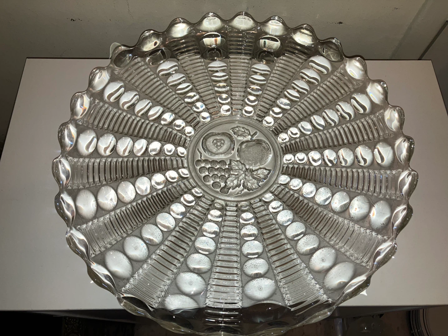 Vintage Clear Glass Fruit Motif Serving Platter-13.5” Diameter - photo 2