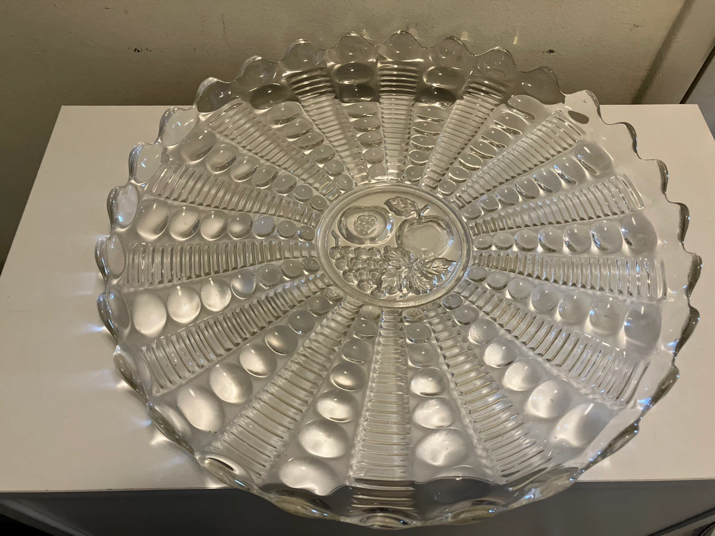 Vintage Clear Glass Fruit Motif Serving Platter-13.5” Diameter - photo 3