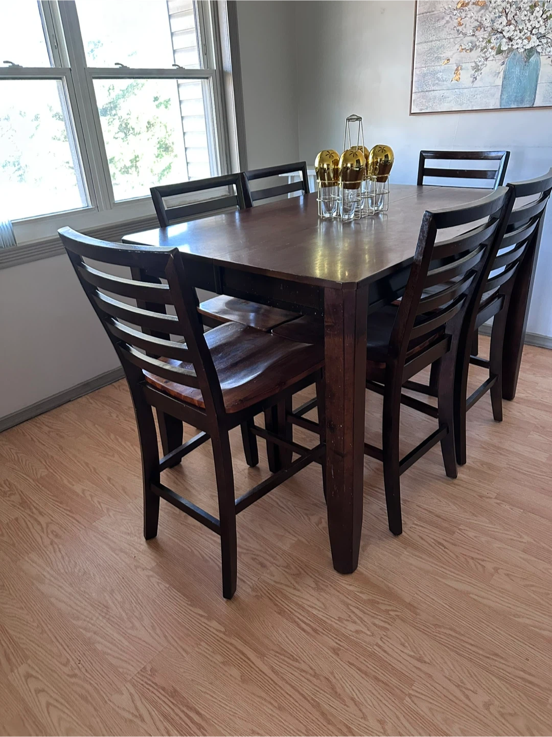 Wooden Counter Height Dining Set with 6 Chairs