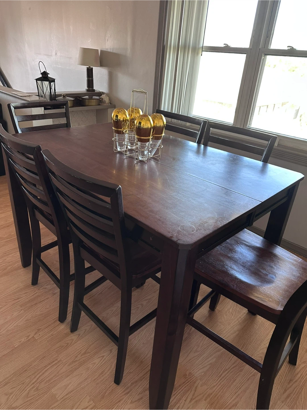Wooden Counter Height Dining Set with 6 Chairs - photo 2