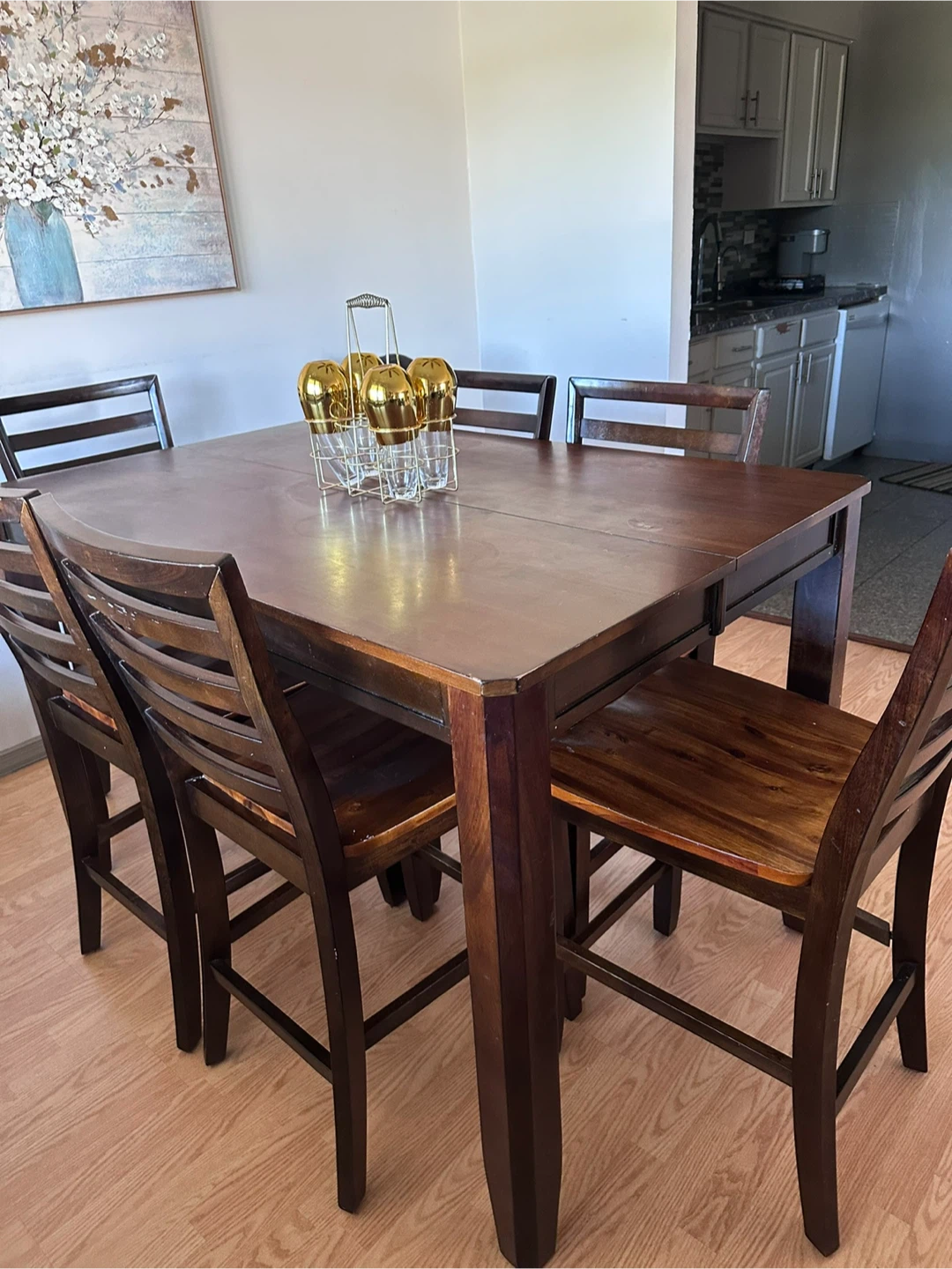Wooden Counter Height Dining Set with 6 Chairs - photo 3