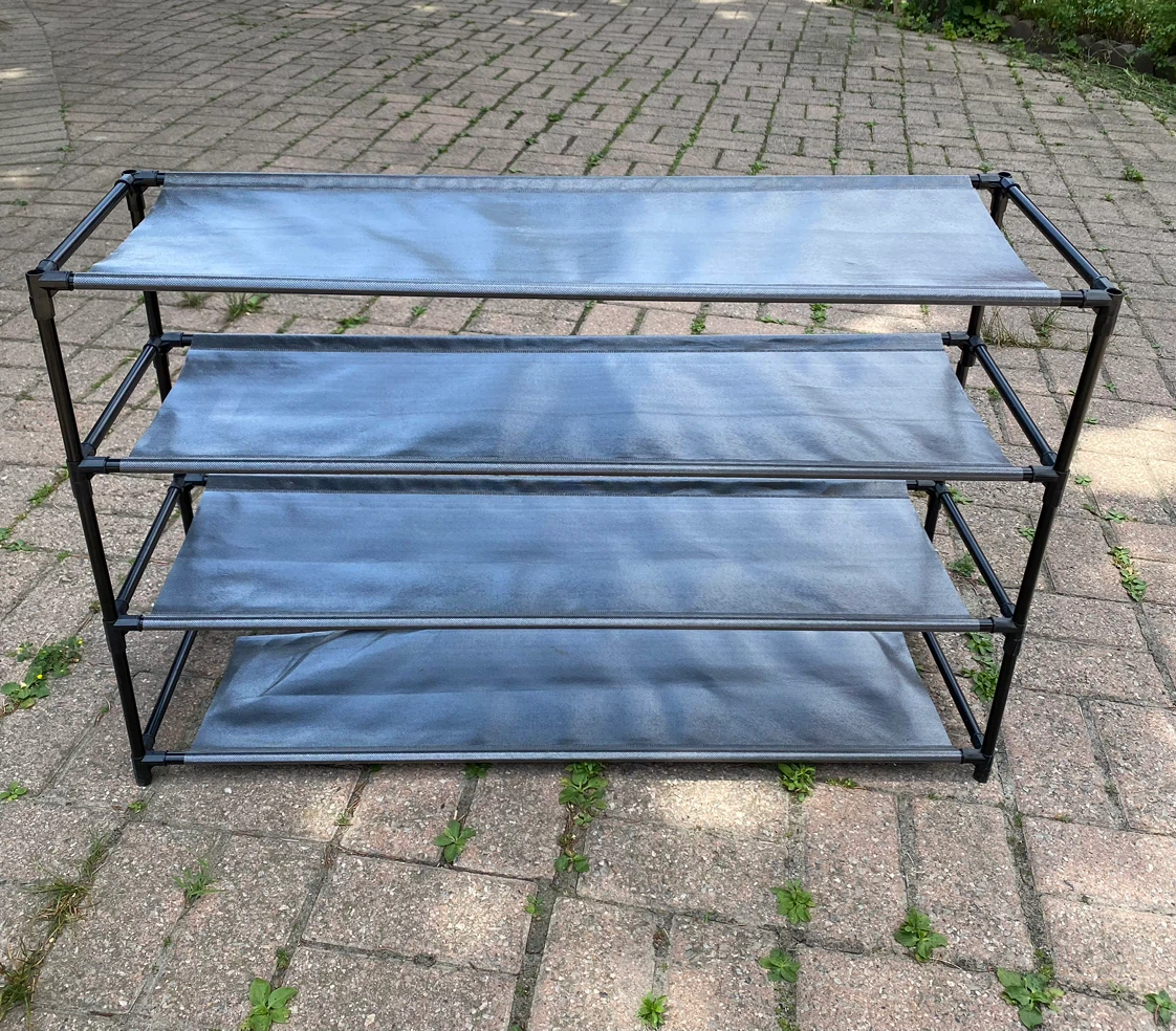 Gray 4-Tier Shoe Rack