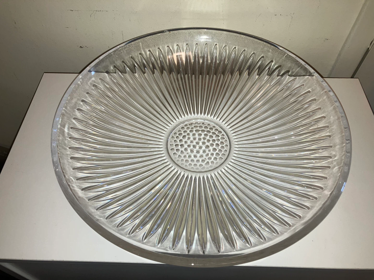 Large Clear Crystal Sunburst Serving Bowl-13” Diameter, 3” Depth - photo 2