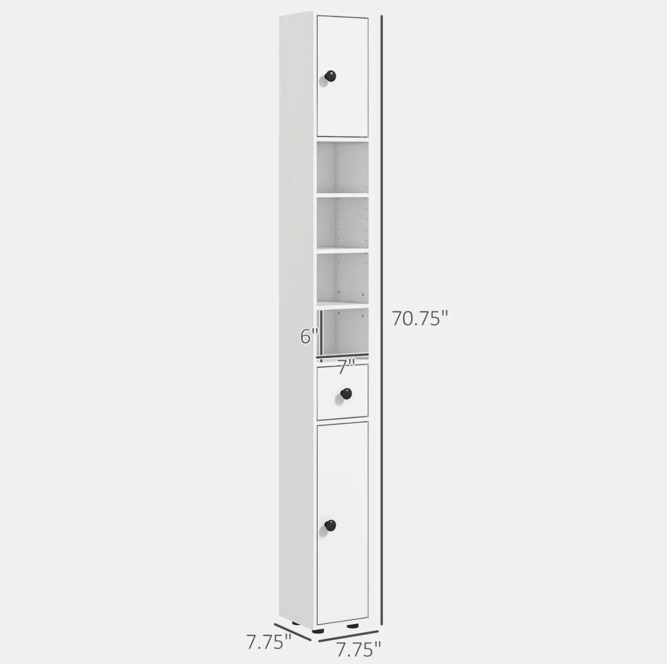 White Tall Storage Cabinet with Shelves and Drawer - photo 2