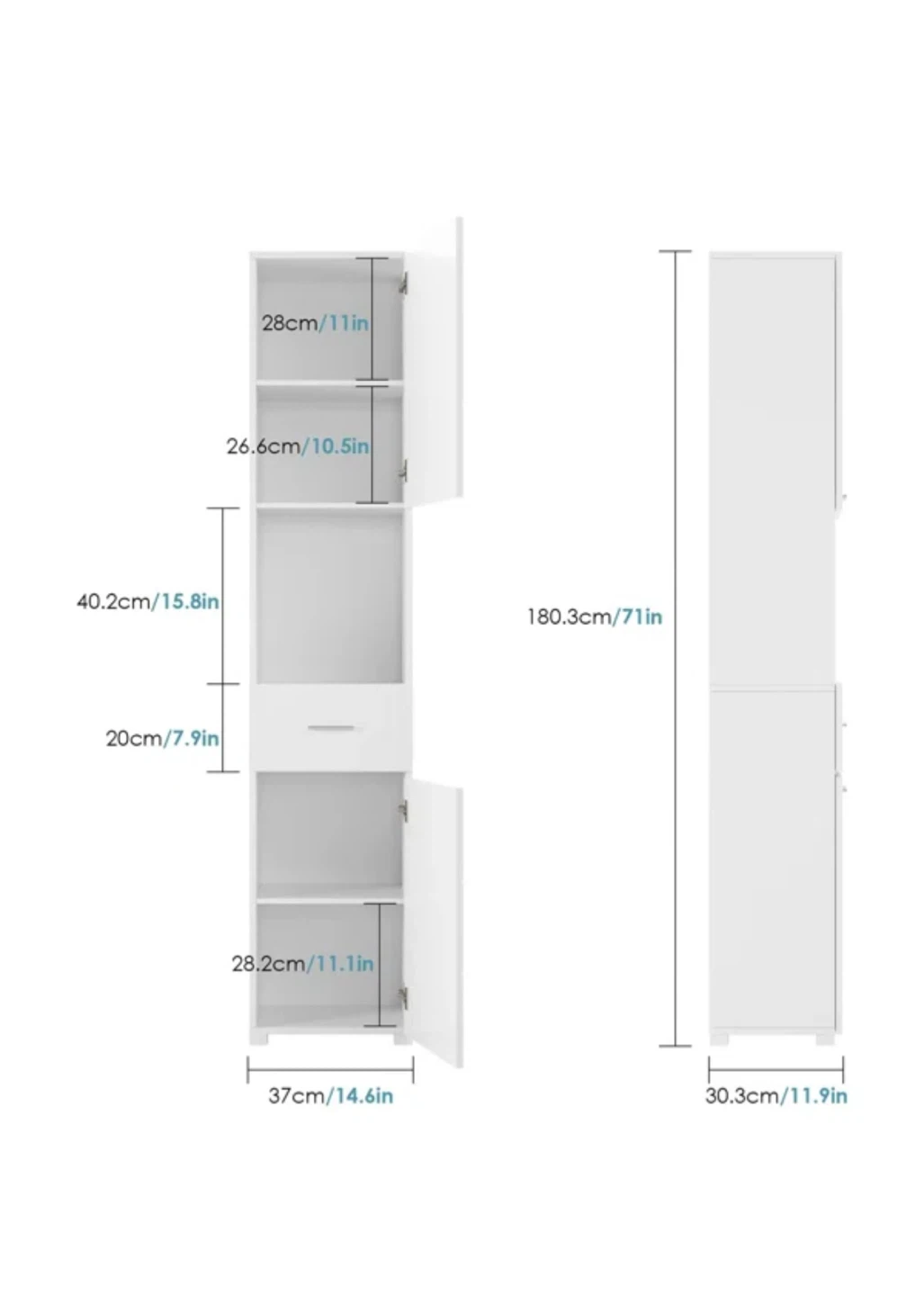 White Tall Storage Cabinet with Shelves - photo 2
