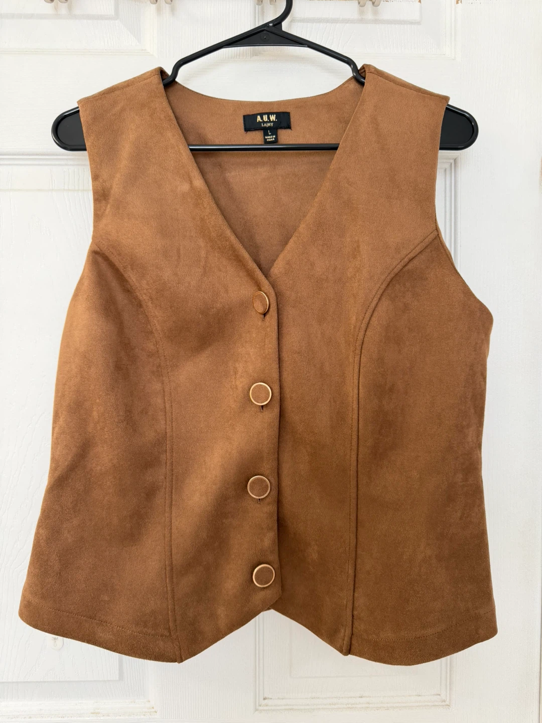 Brown Faux Suede Vest - Size L